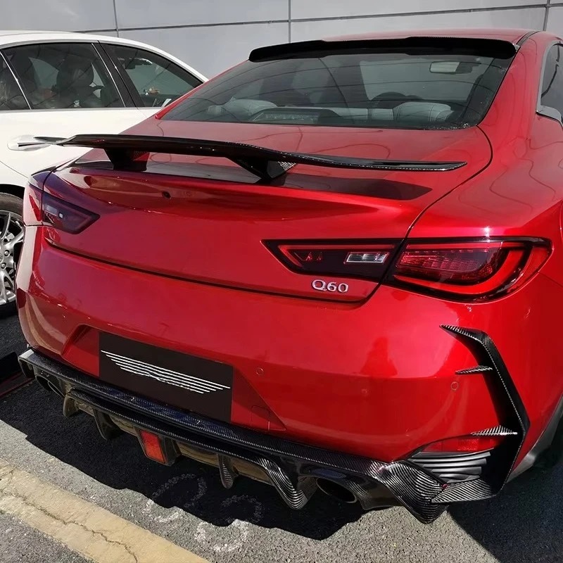 RT Style Carbon Fiber Ducktail Rear Spoiler for Q60S Coupe 2015-2020 High Quality Trunk Lid Body Kit